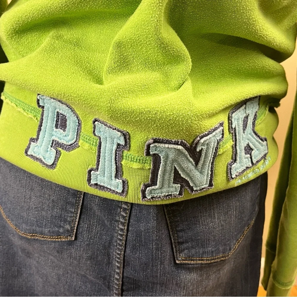 Vintage Y2K Lime Green Pink By Victoria’s Secret Hoodie Size Medium - Picture 5 of 7